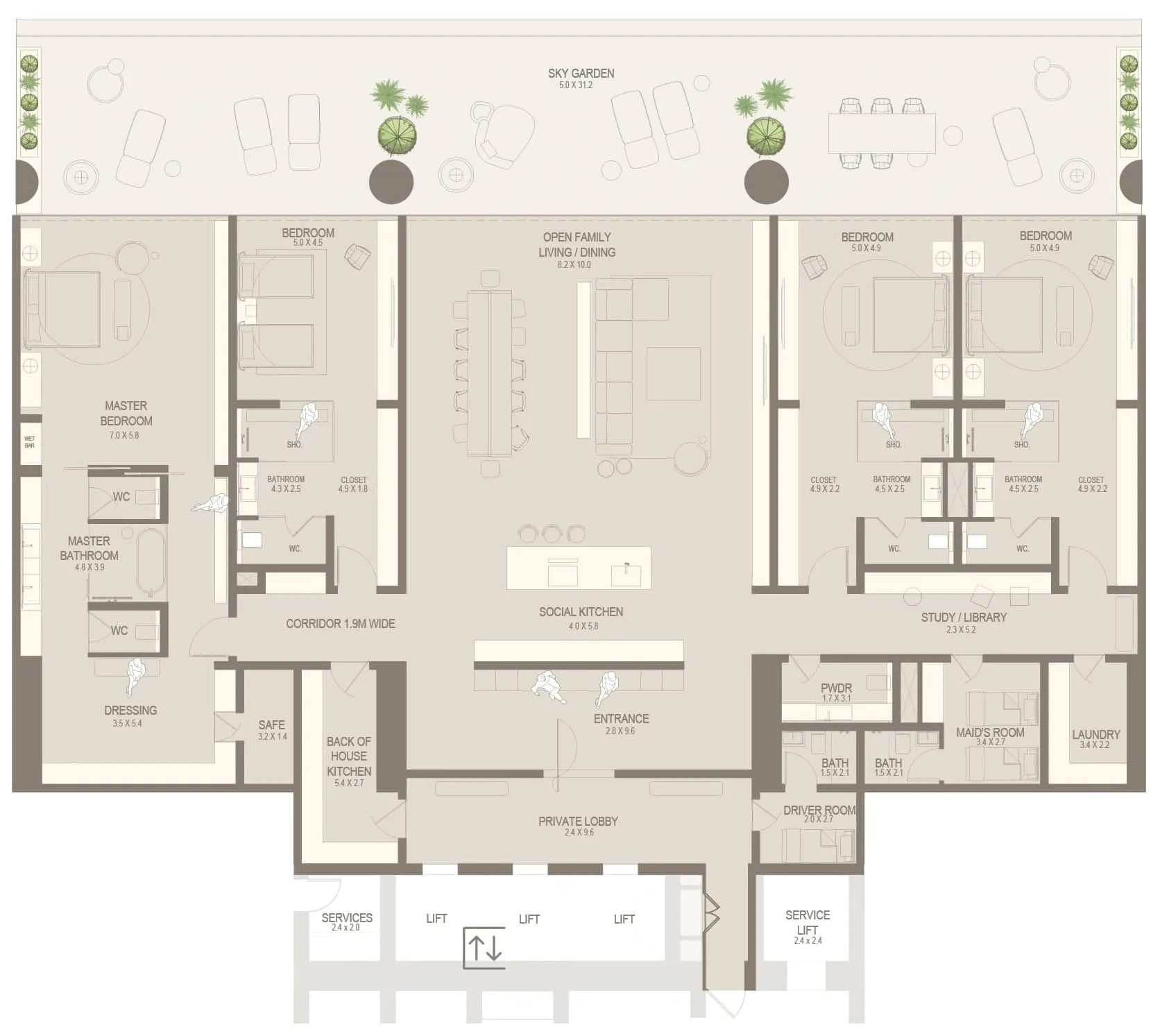 4 BR layout at The Chedi Private Residences