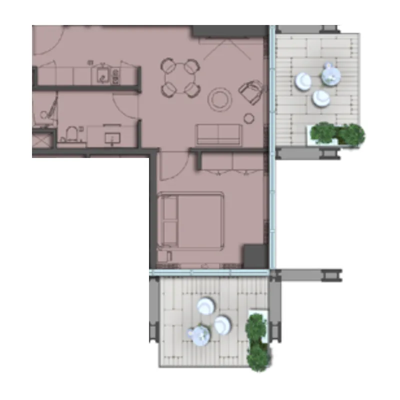1 BR layout at The Symphony by Imtiaz