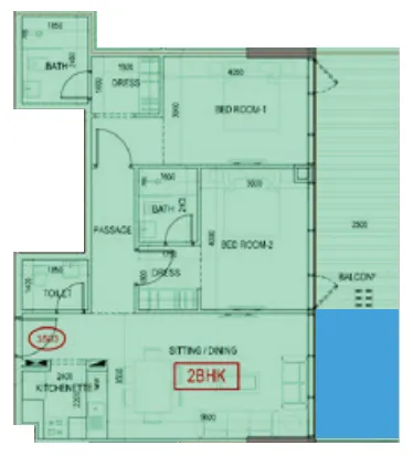 2 BR layout at Ivy Gardens 2 by Samana