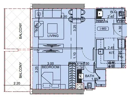 1 BR layout at Binghatti Cullinan
