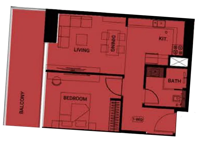 1 BR layout at Binghatti Ruby
