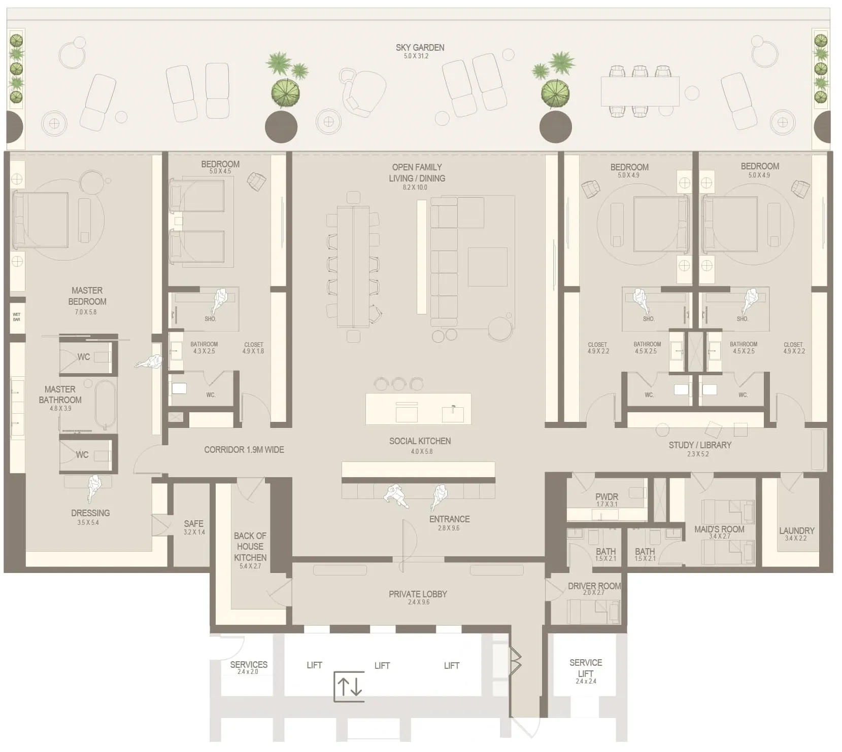 4 BR layout at The Chedi Private Residences
