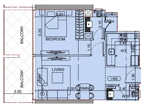 1 BR layout at Binghatti Cullinan