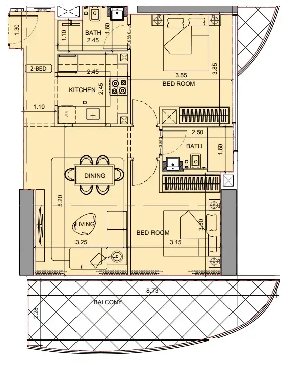 2 BR layout at Project Maybach