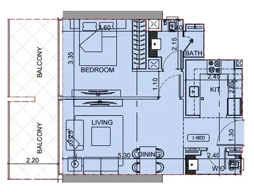 1 BR layout at Binghatti Cullinan