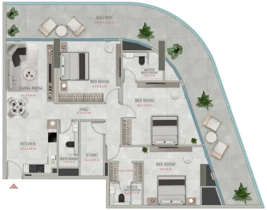3 BR layout at Sakura Gardens