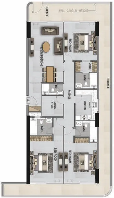 3 BR layout at Altia One