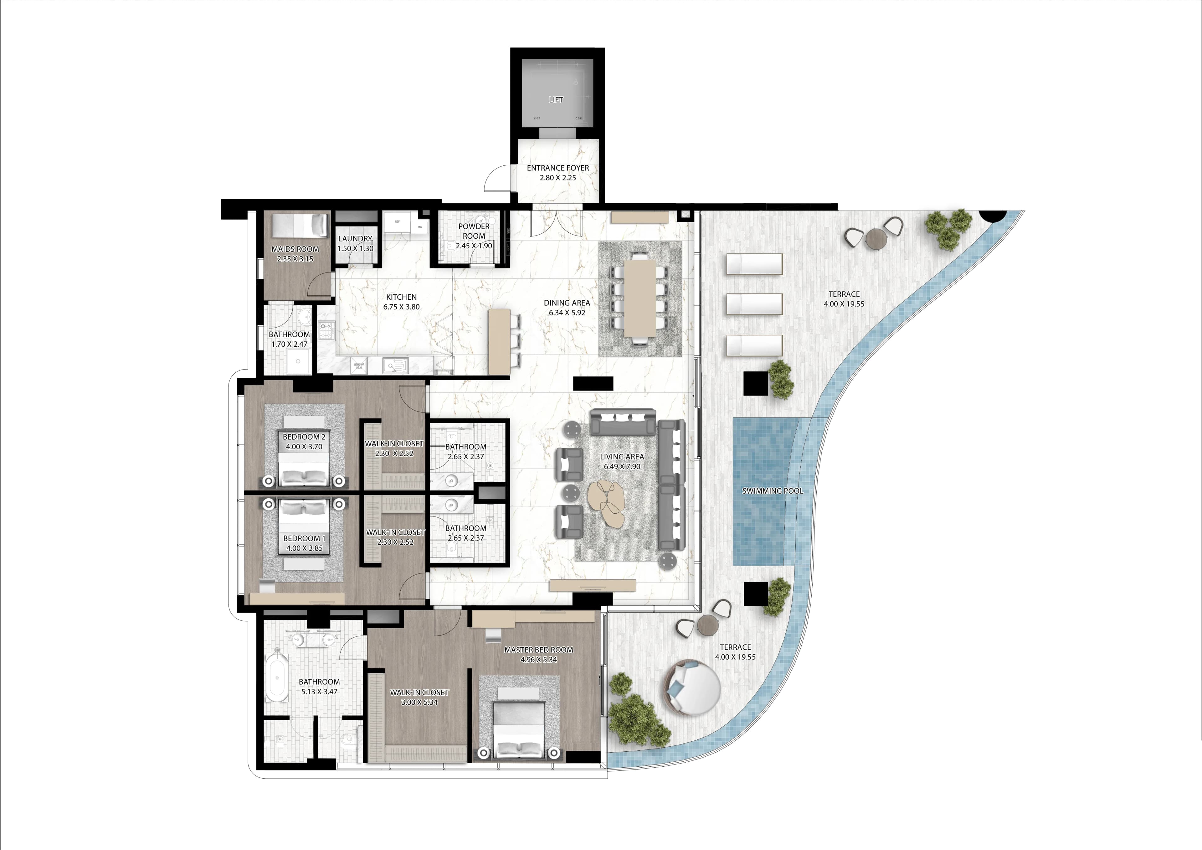 3 BR layout at Cavalli Couture