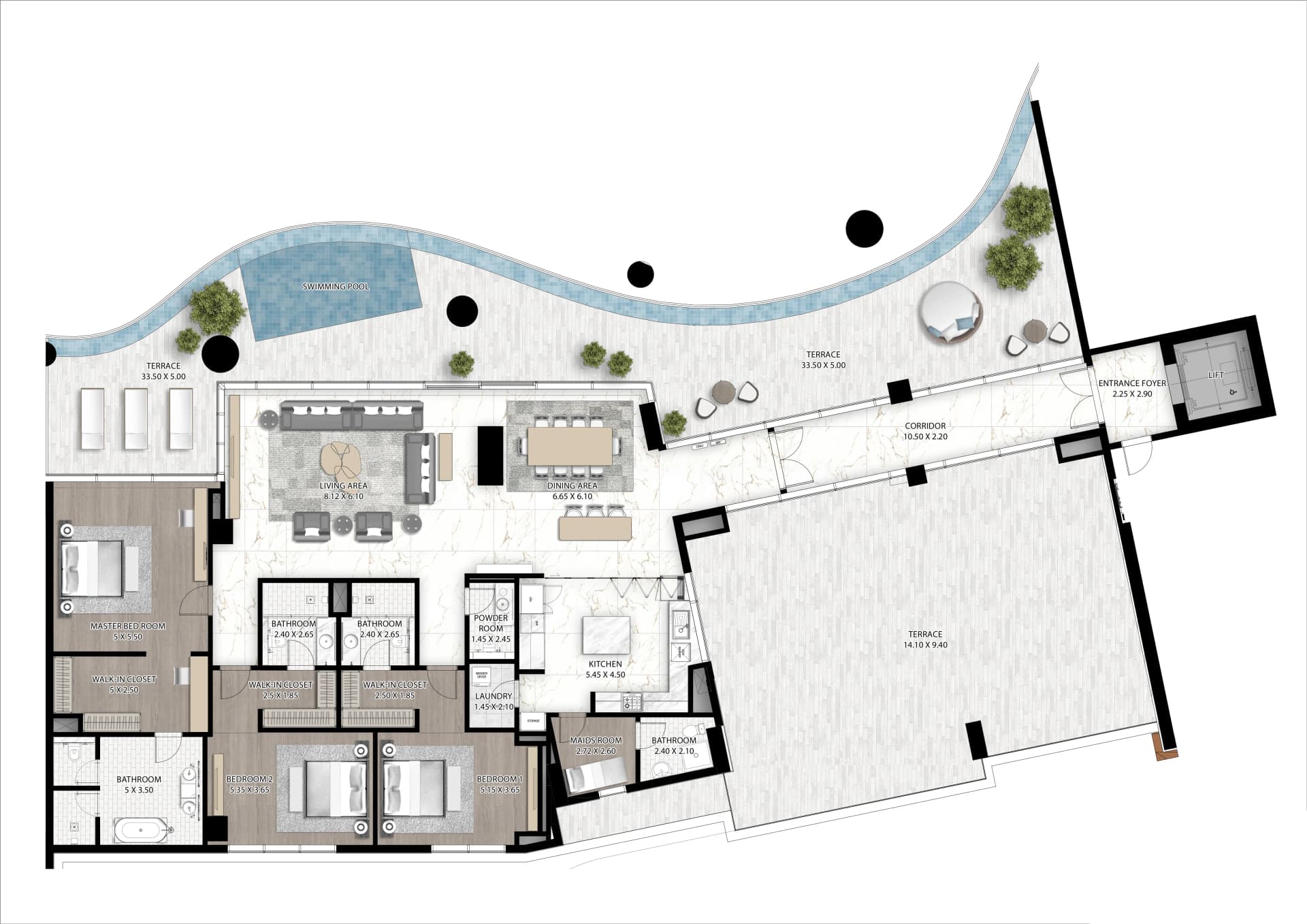 Cavalli Couture 3 BR floor plan in Safa Park, Dubai, by DAMAC