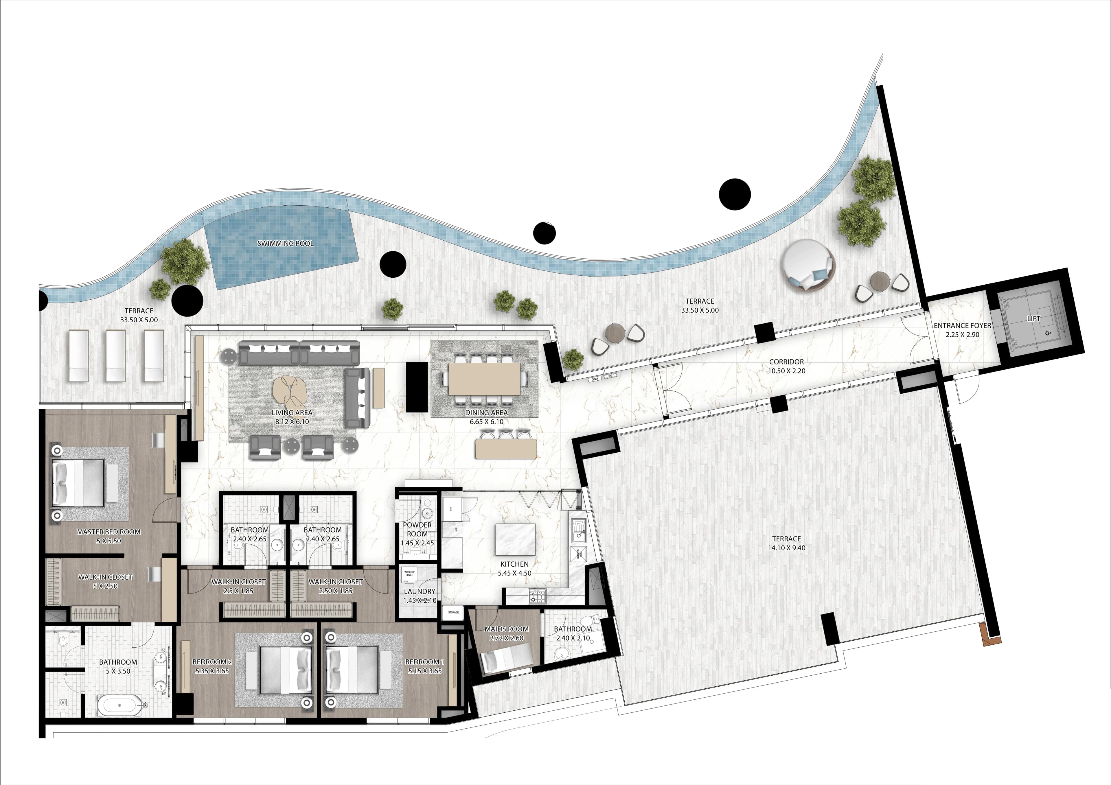 3 BR layout at Cavalli Couture