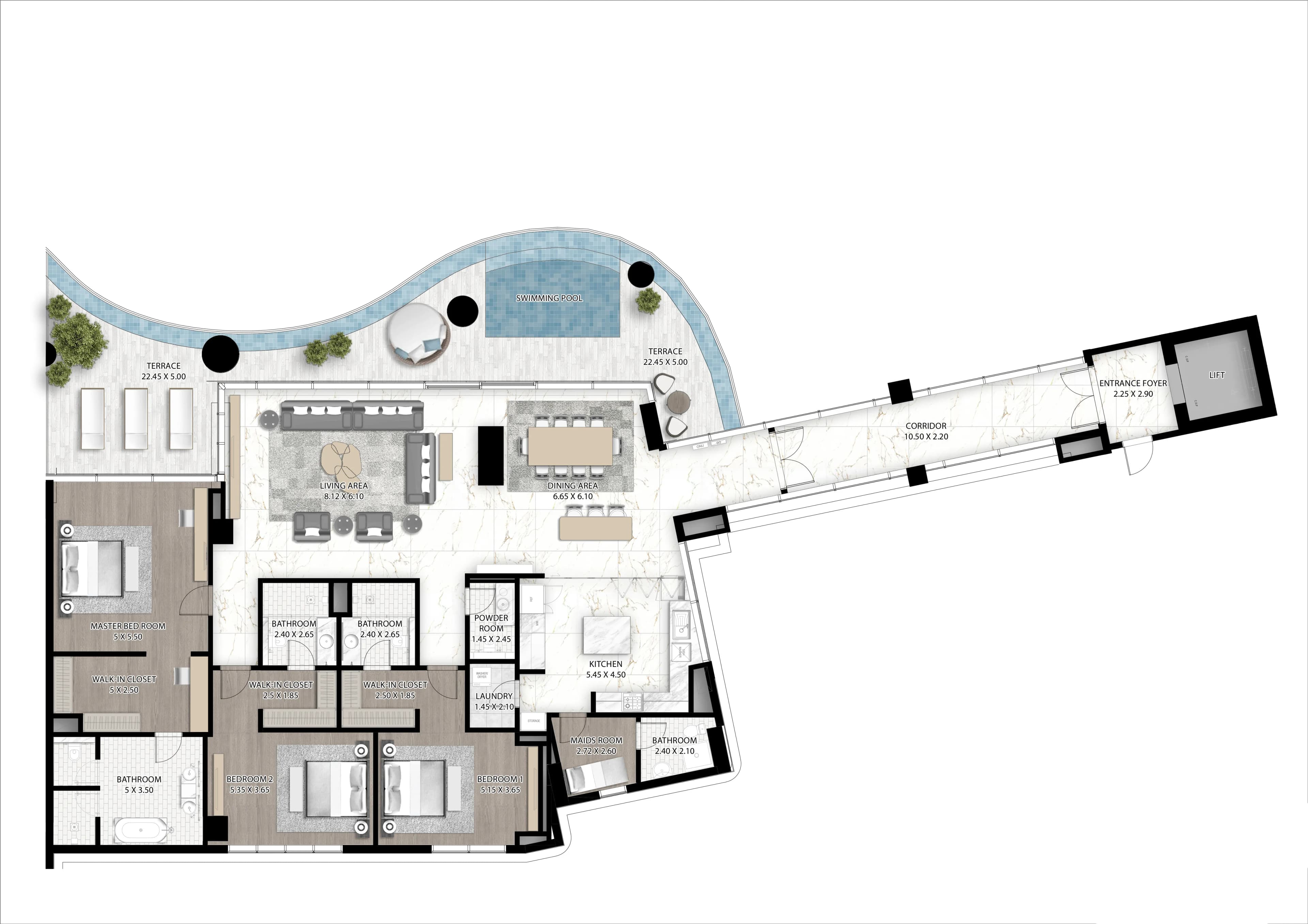3 BR layout at Cavalli Couture