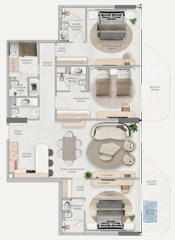 3 BR layout at Vestoria Bay