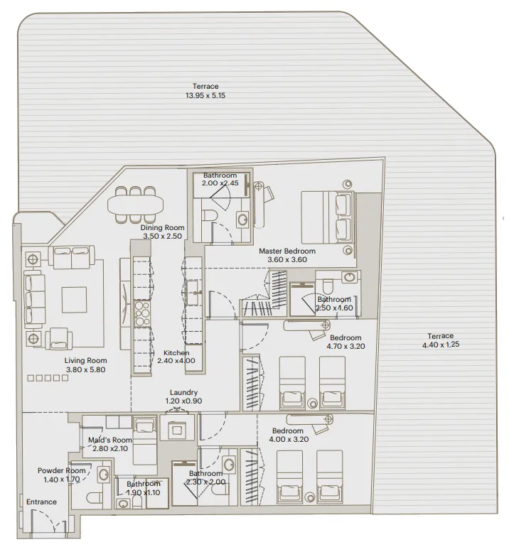3 BR layout at Eleve