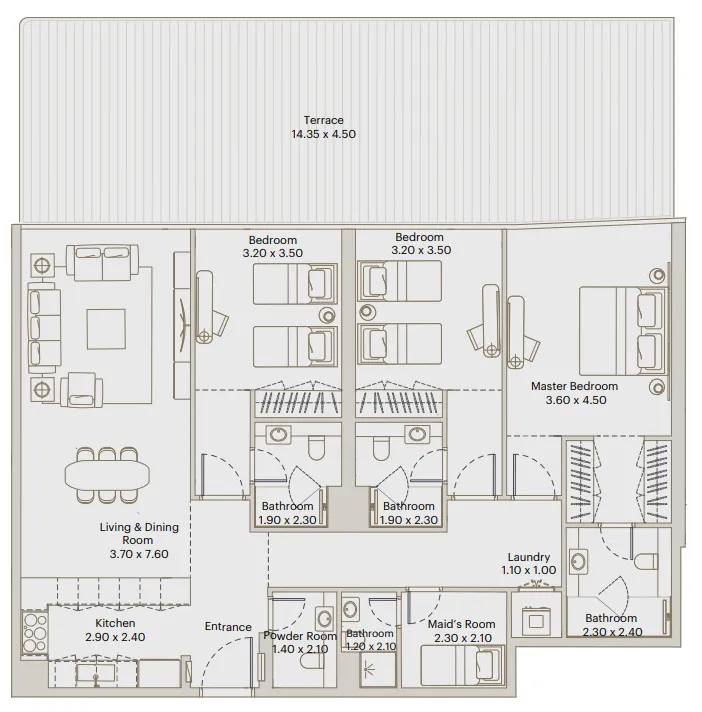 3 BR layout at Eleve