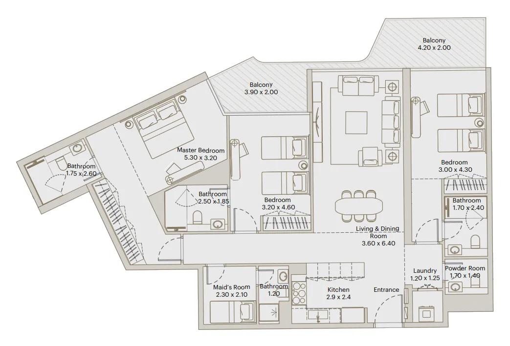 3 BR layout at Eleve