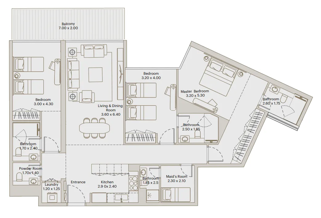 3 BR layout at Eleve