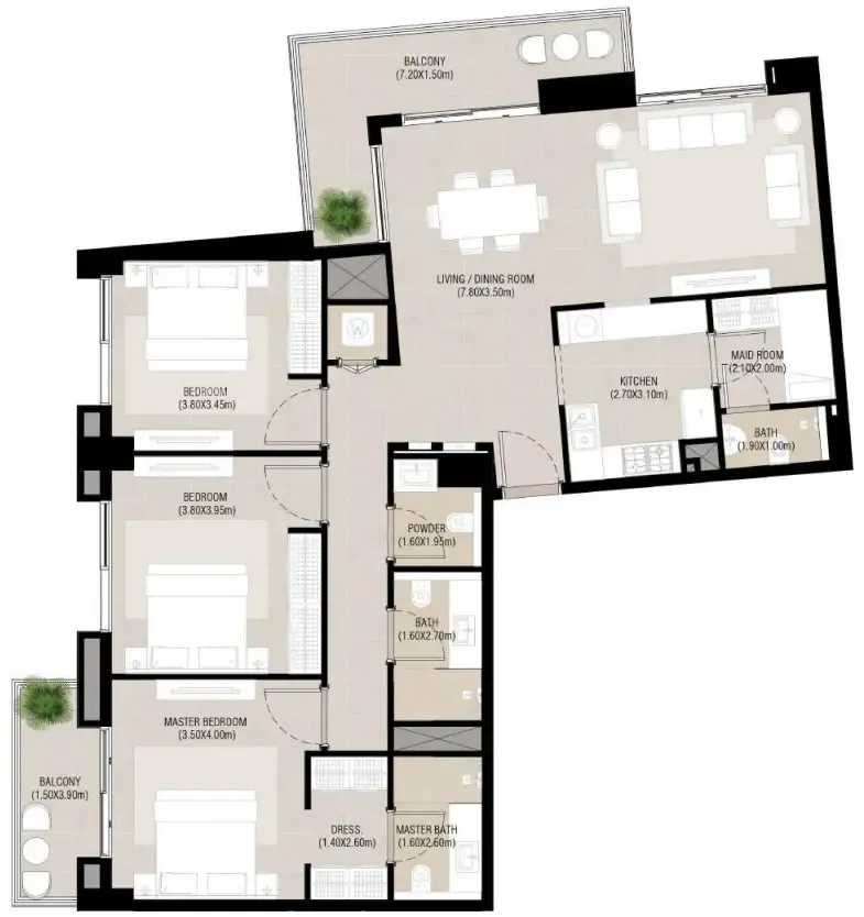 3 BR layout at Camden