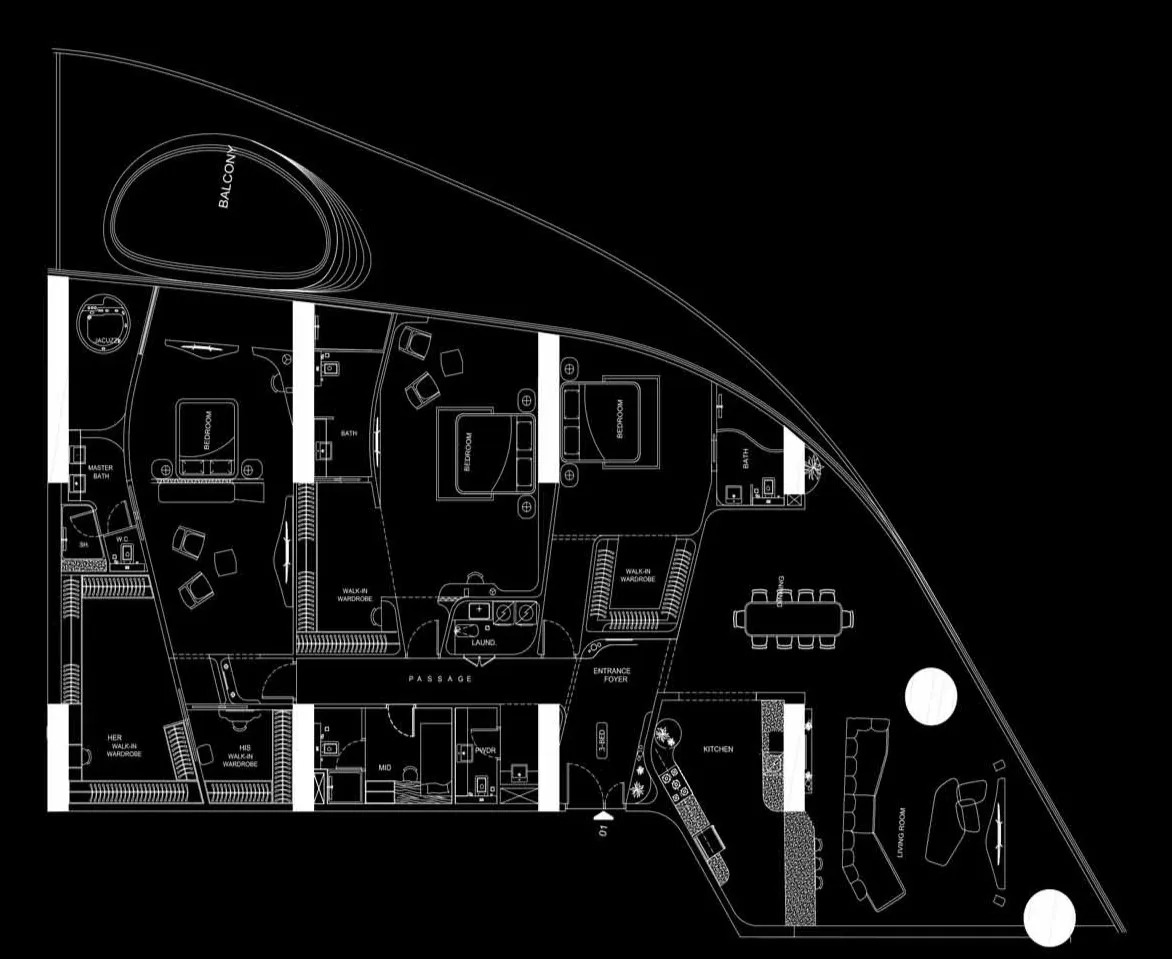 3 BR layout at Bugatti Residences by Binghatti