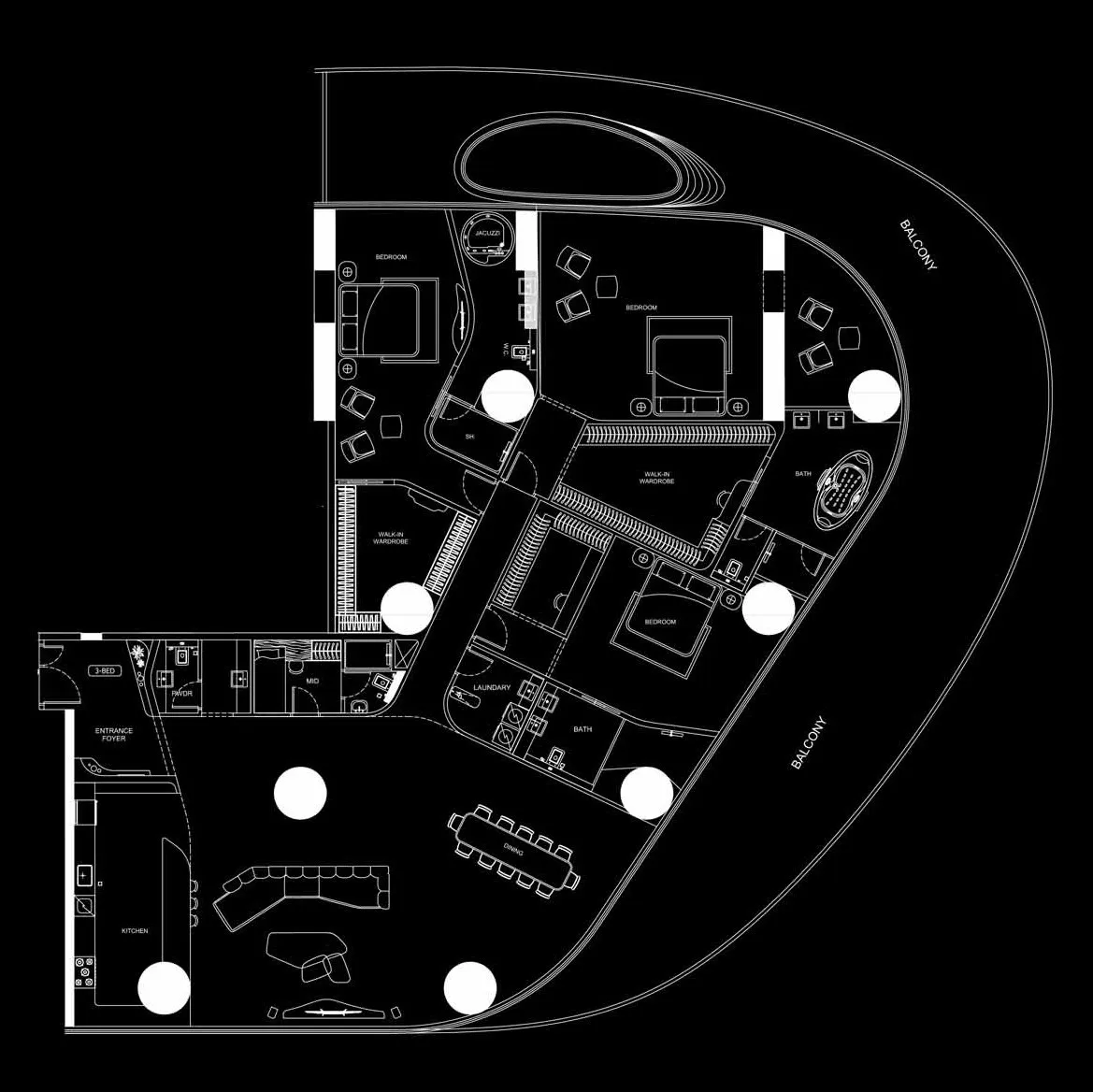 3 BR layout at Bugatti Residences by Binghatti