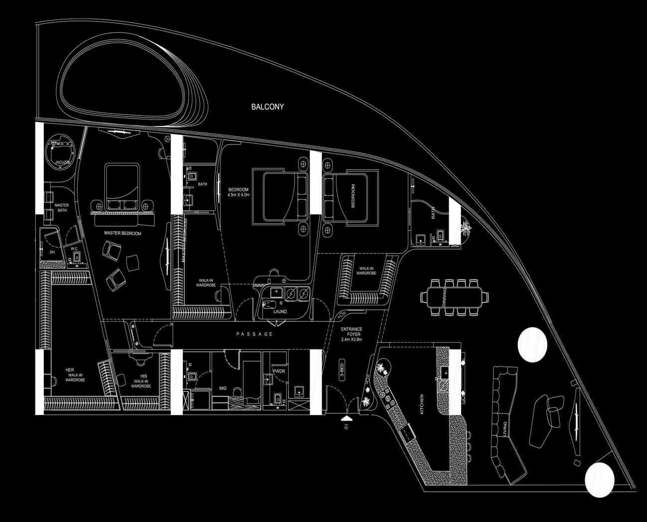 3 BR layout at Bugatti Residences by Binghatti