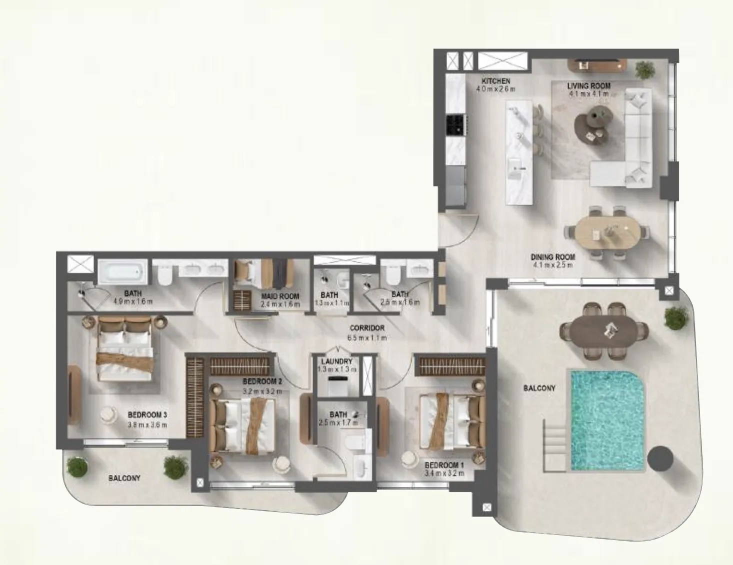 3 BR layout at Sanctuary