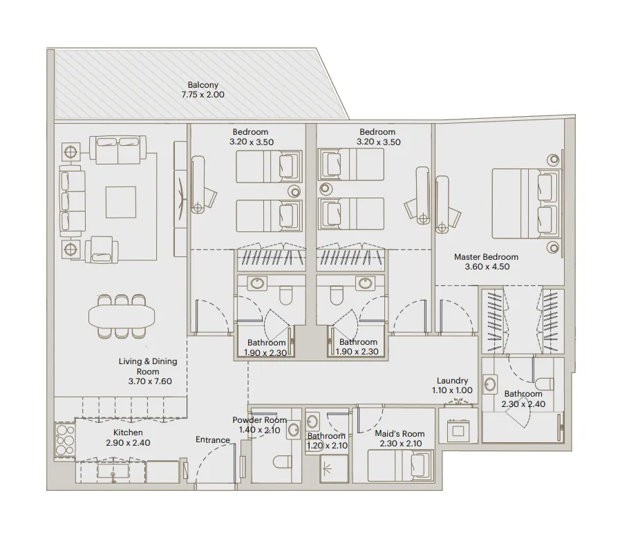 3 BR layout at Eleve