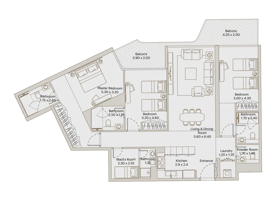 3 BR layout at Eleve