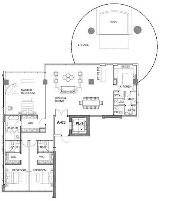 3 BR layout at Cavalli Couture