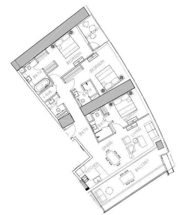 3 BR layout at Safa Two de Grisogono