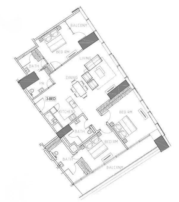 3 BR layout at Safa Two de Grisogono