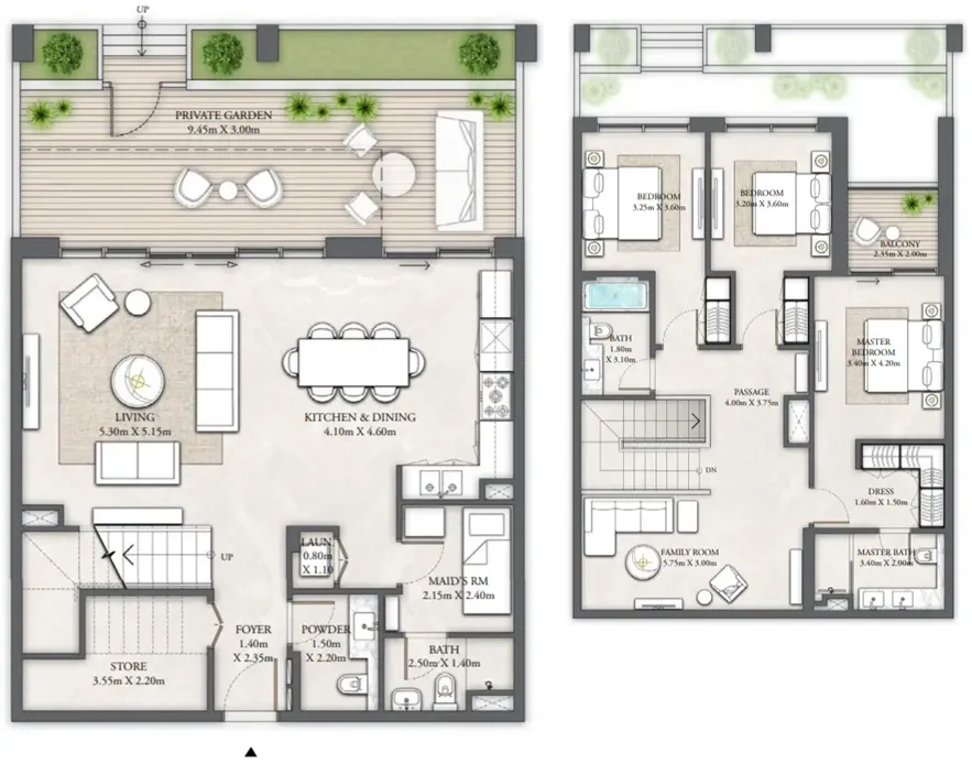 3 BR layout at The Cove II