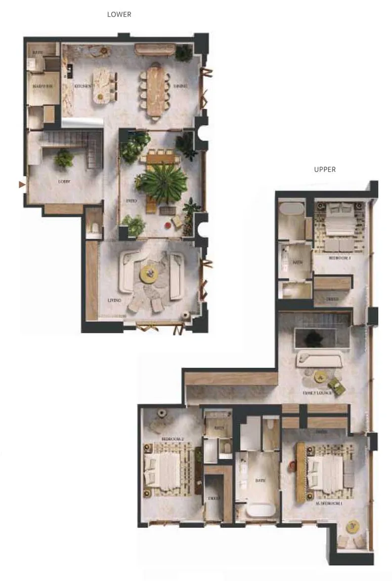 3 BR layout at Elire Managed by LUX