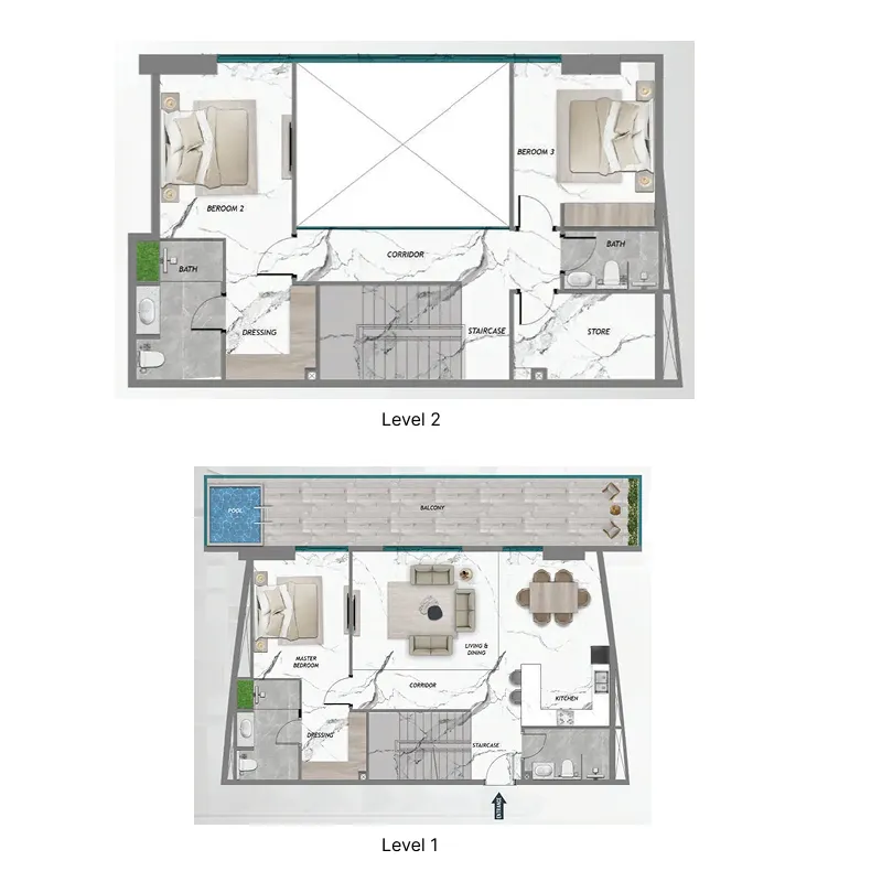 3 BR layout at Samana Barari Heights