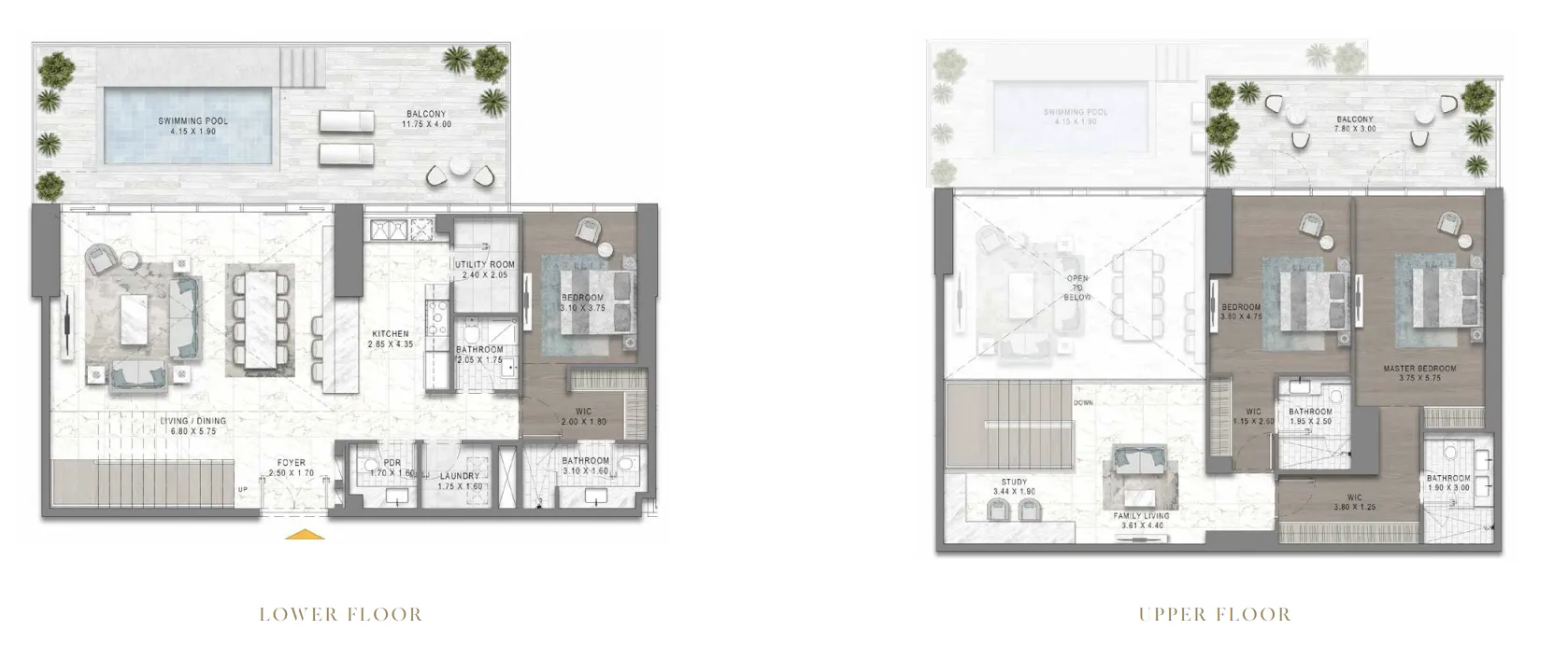 3 BR layout at Damac Safa Gate