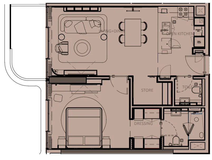1 BR layout at Sunset Bay Grand