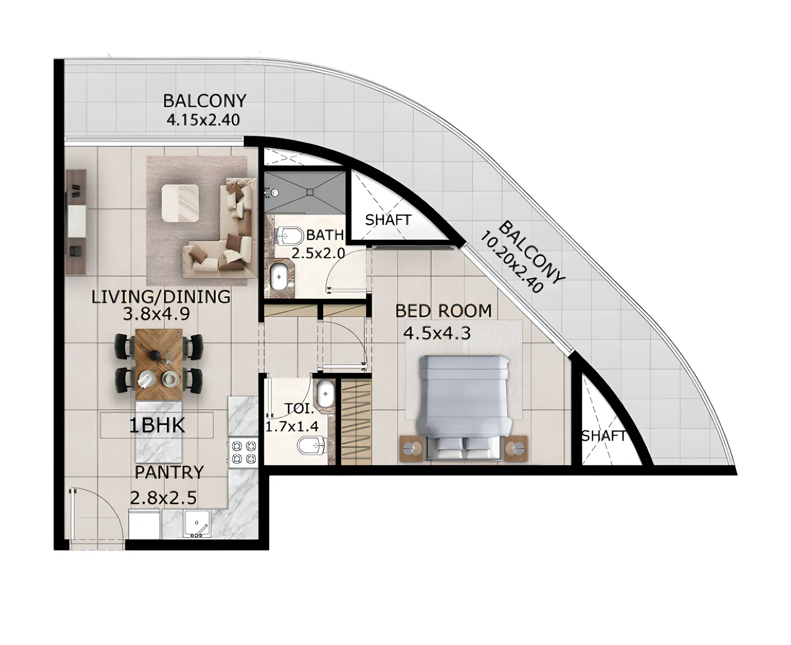 1 BR layout at Mayfair Gardens