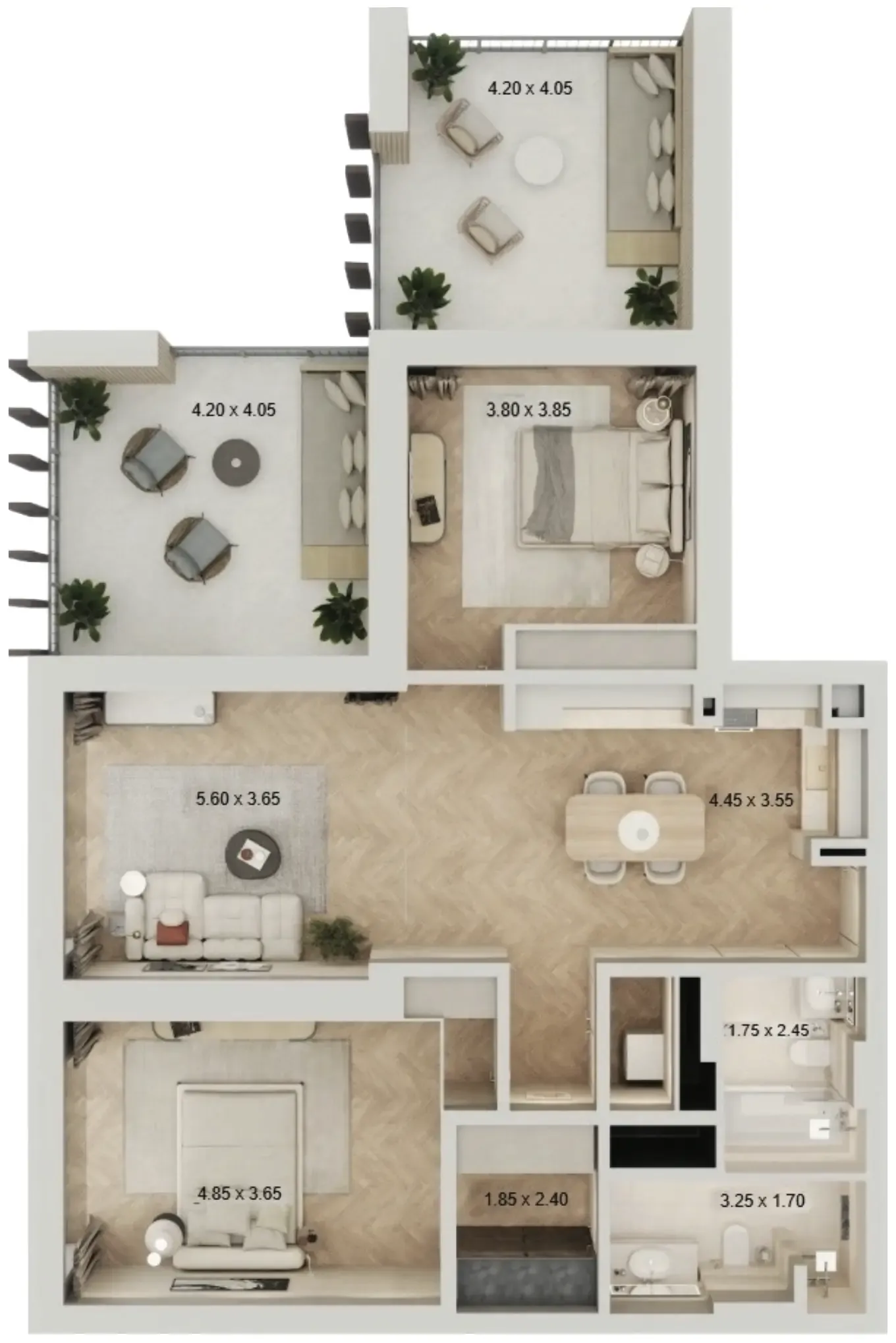 2 BR layout at Arisha Terraces