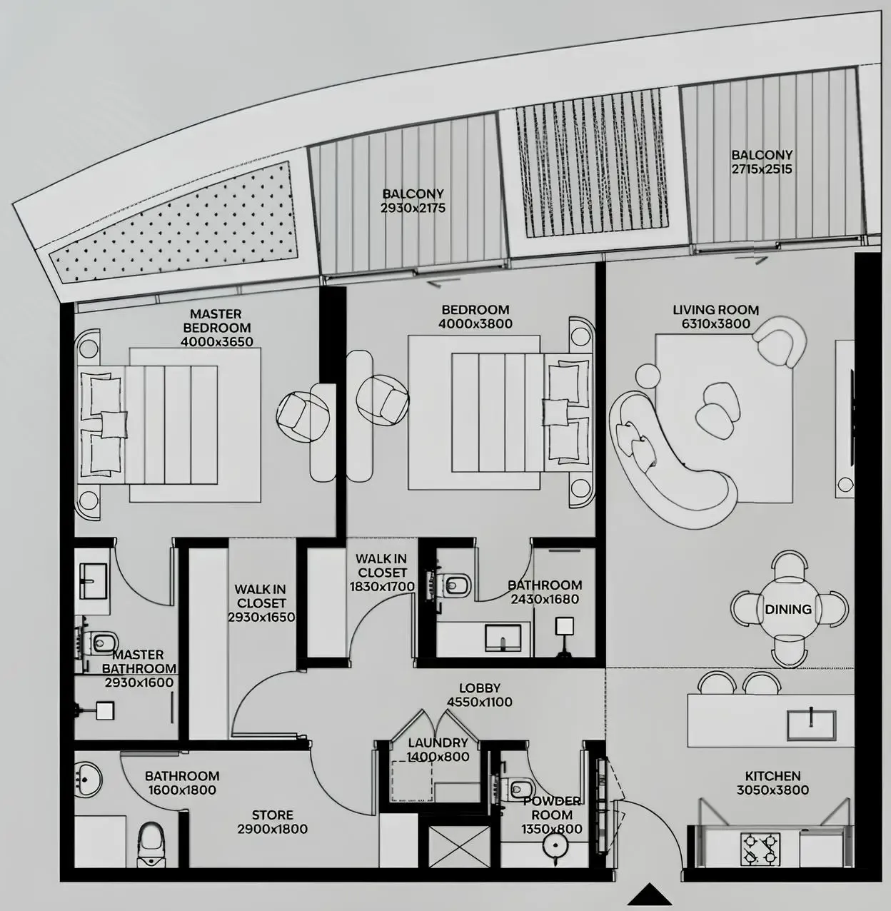 2 BR layout at Lia by Avenew Development