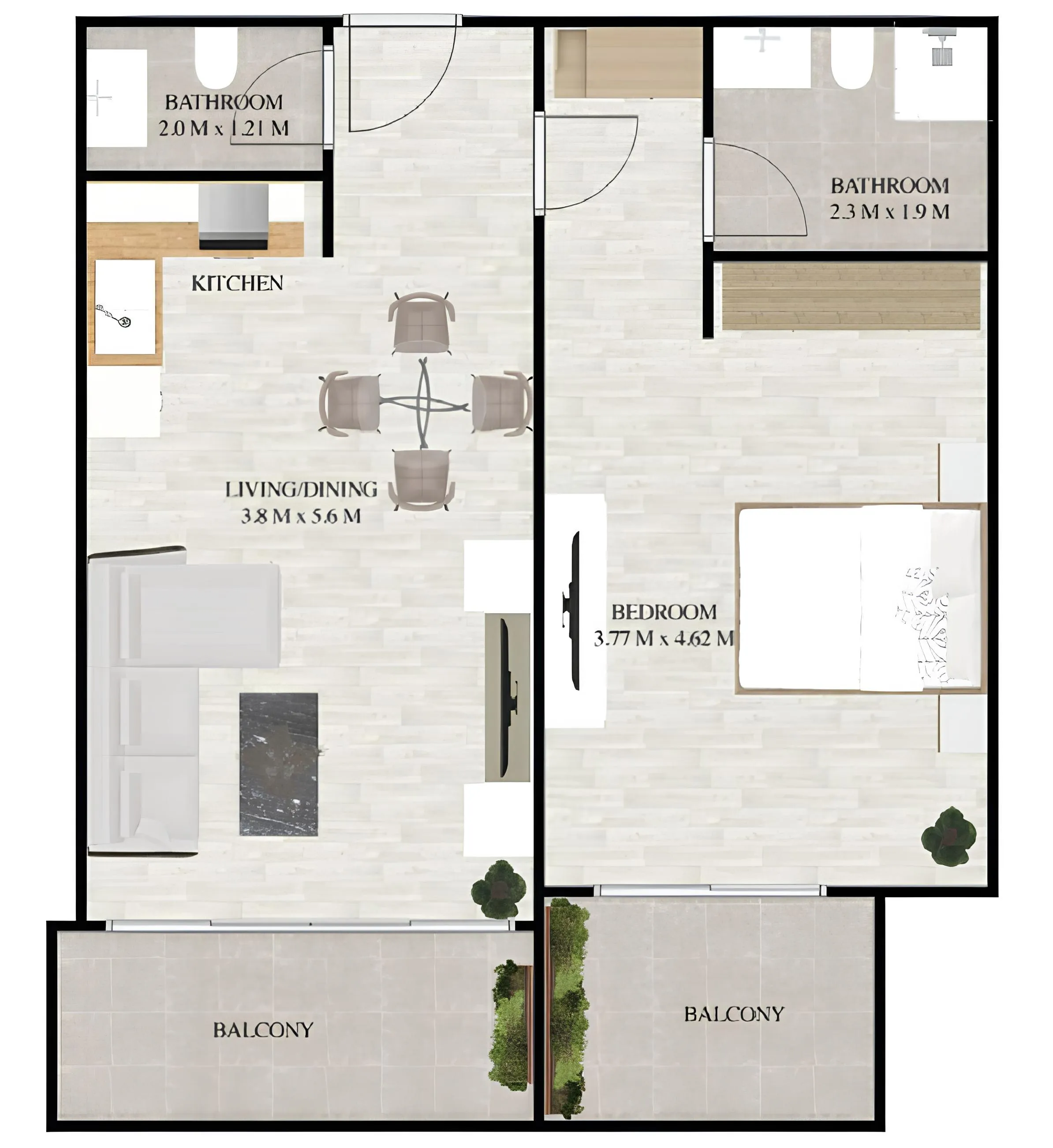 1 BR layout at Maimoon Gardens