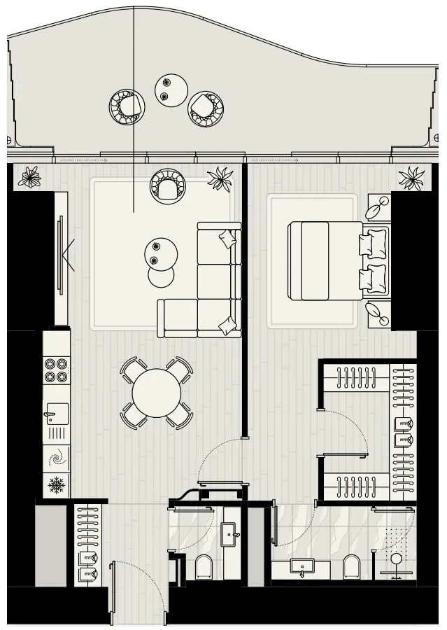 1 BR layout at LIV Maritime