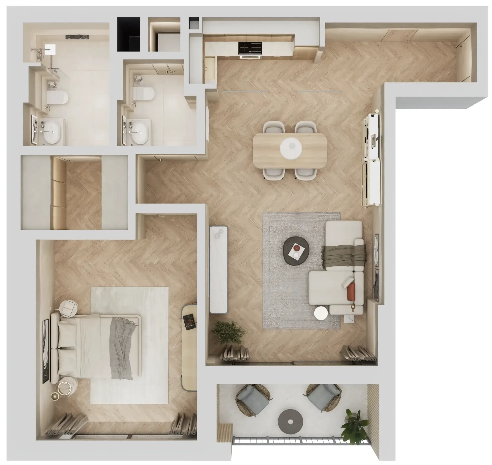 1 BR layout at Arisha Terraces