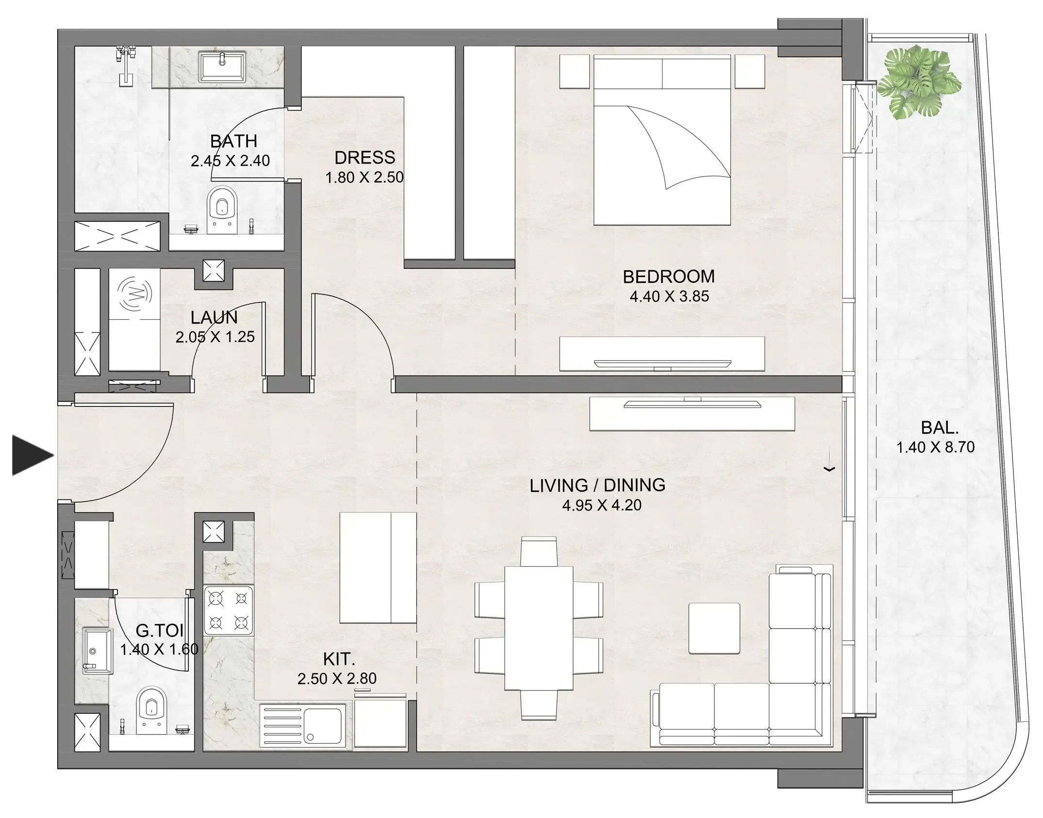 1 BR layout at Luzora Residence
