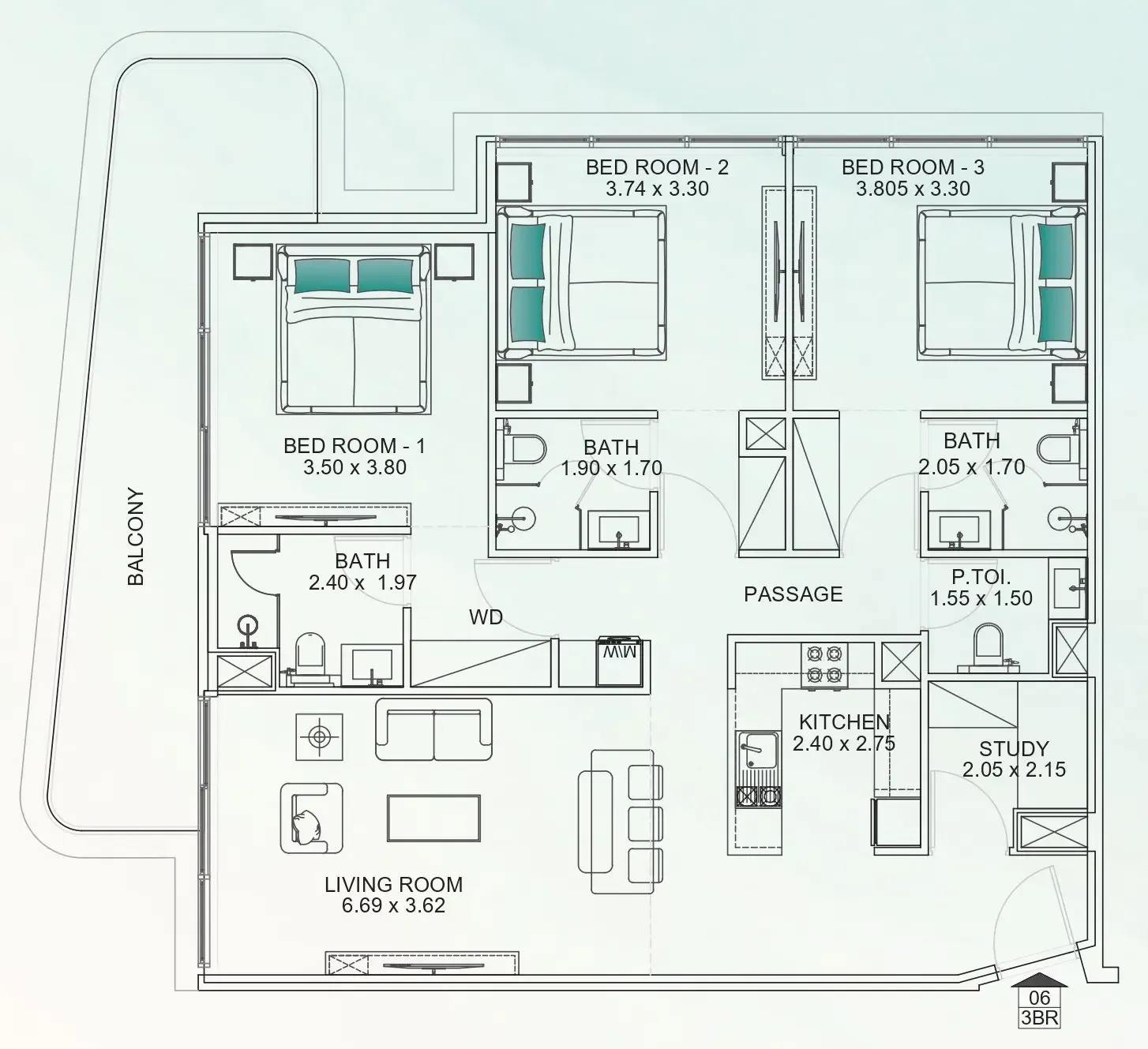 3 BR layout at Floarea Breeze