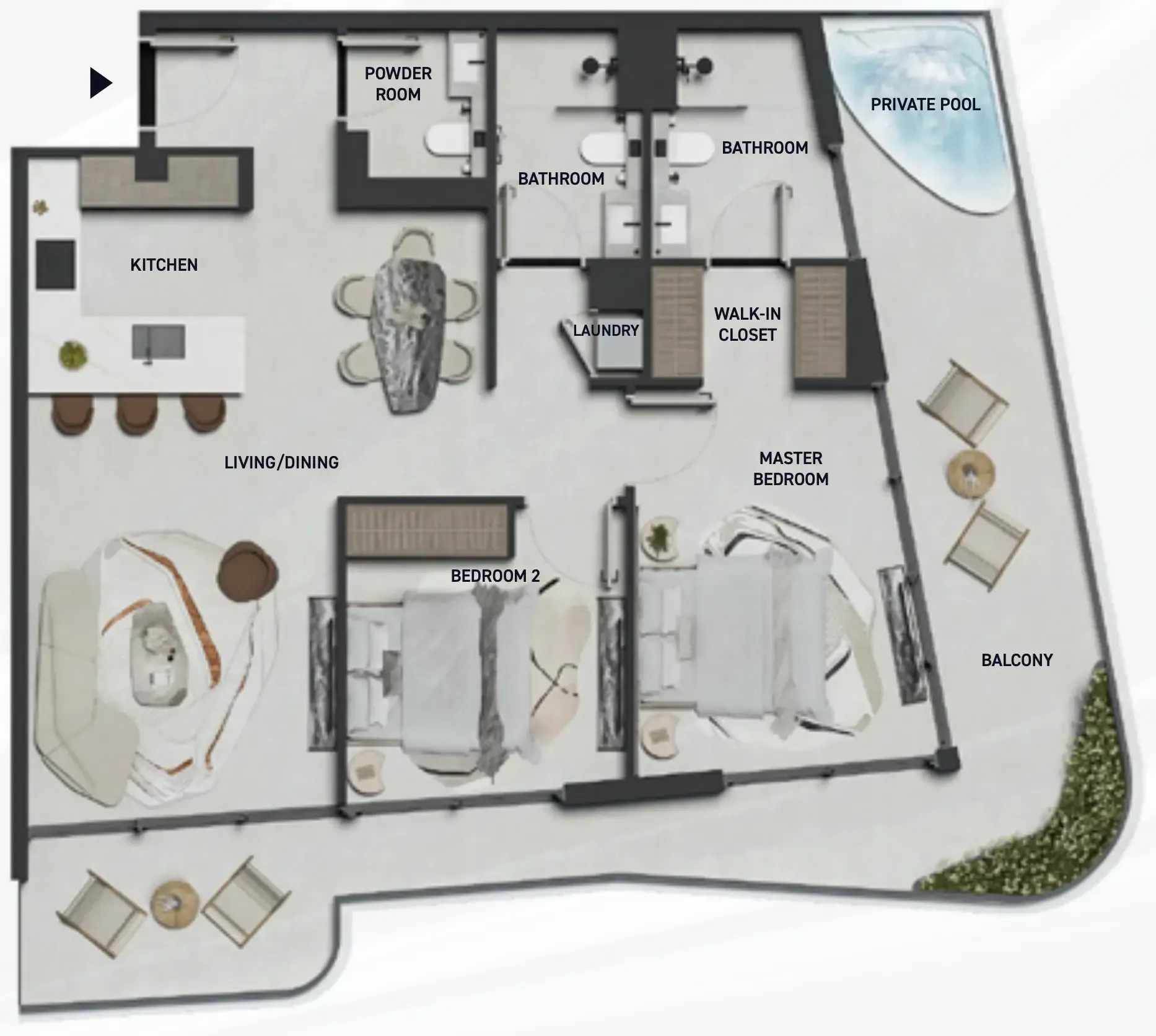 2 BR layout at Hadley Heights 2