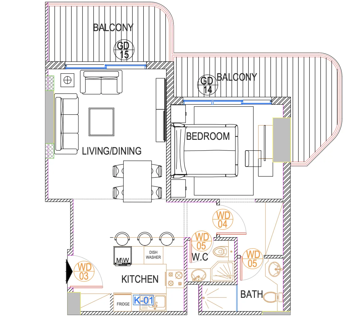 1 BR layout at Urban Life