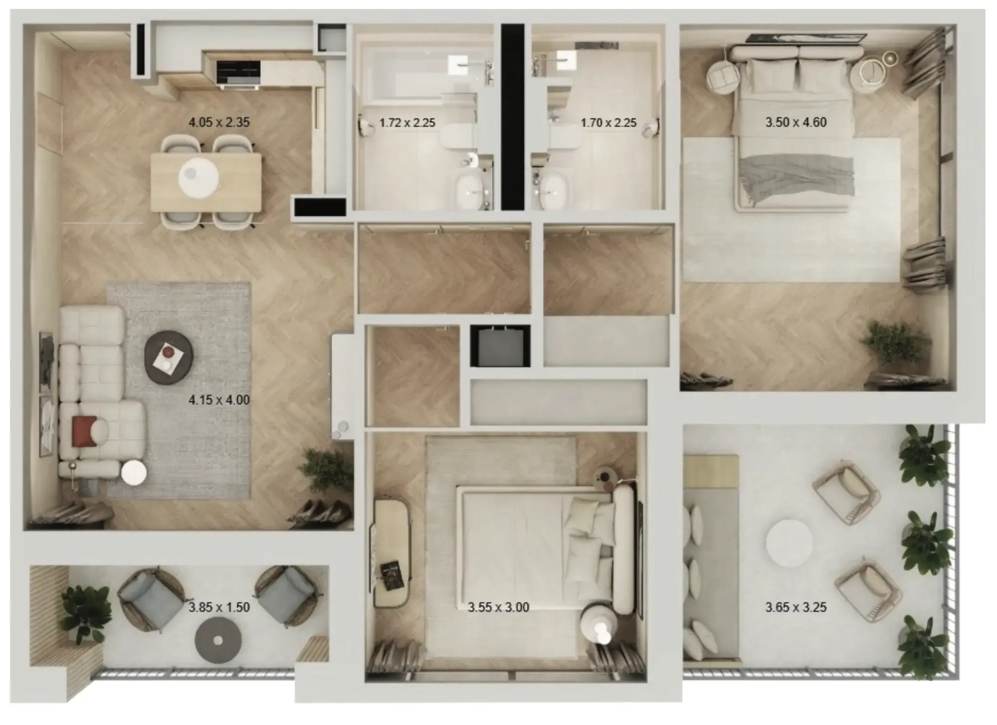 2 BR layout at Arisha Terraces