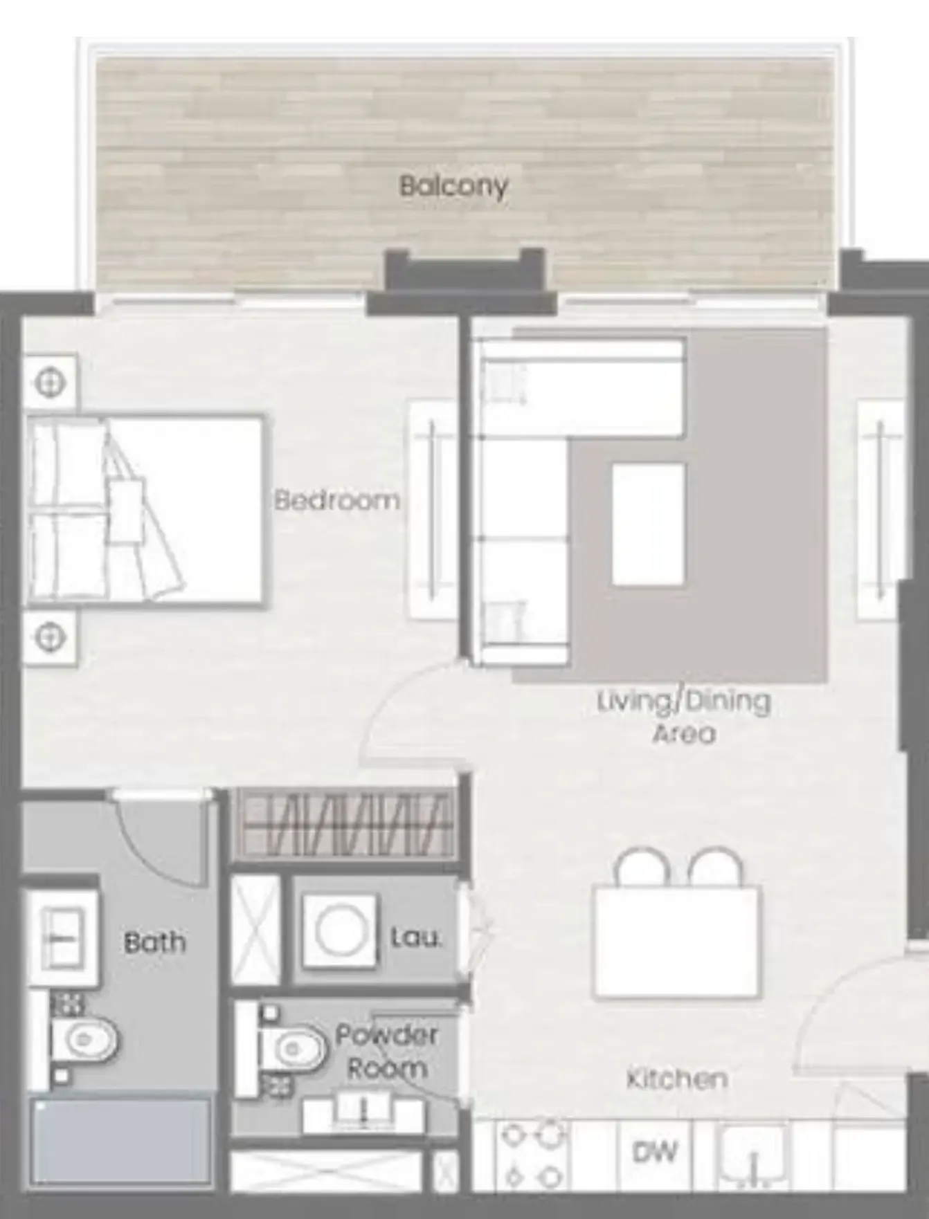 1 BR layout at Beverly Park