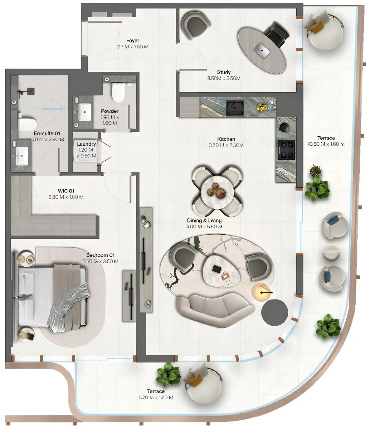 1 BR layout at Hado by Beyond