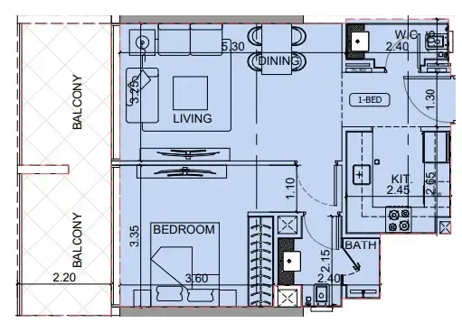 1 BR layout at Binghatti Cullinan