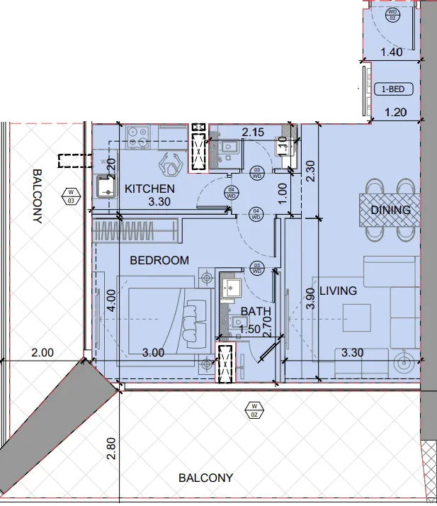 1 BR layout at One by Binghatti
